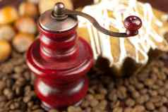 咖啡磨床蛋糕糖衣坚果咖啡豆子班布