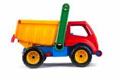 色彩斑斓的卡车玩具孤立的白色背景