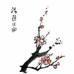 中国人绘画李子开花