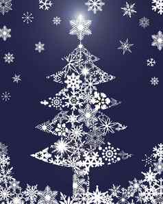 圣诞节树雪花蓝色的背景