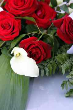 阿鲁姆莉莉新娘花束红色的玫瑰