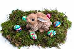 复活节装饰画鸡蛋兔子莫斯