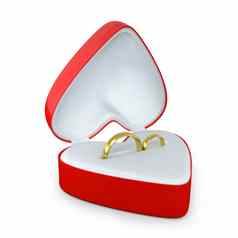 一对婚礼环心形状的盒子