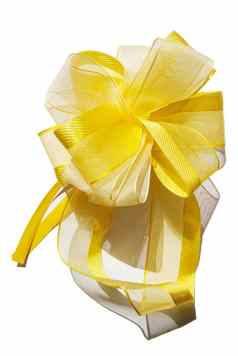 礼物弓黄色的黄金丝带