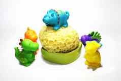 有趣的彩色的塑料恐龙洗澡婴儿海绵