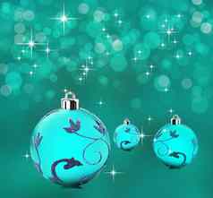 蓝色的圣诞节背景装饰小玩意球