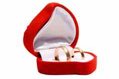 婚礼环红色的礼物盒子