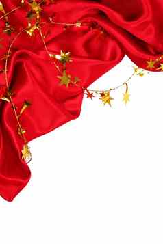 光滑的红色的丝绸金星星假期背景