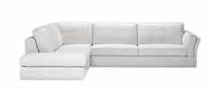 白色皮革沙发孤立的白色背景