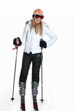 女穿滑雪齿轮