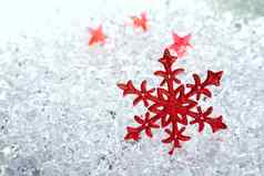 圣诞节红色的雪花冬天冰