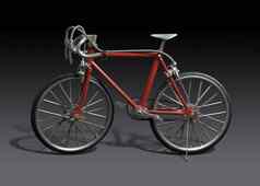 模型红色的框架自行车