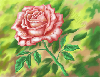 花<strong>玫瑰手绘</strong>绘画