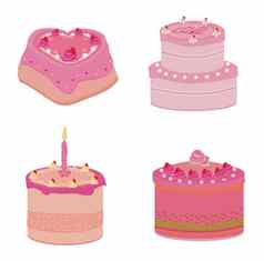 集向量粉红色的糖果蛋糕