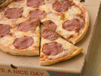意大利辣香肠披萨盒子减少片