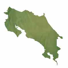 绿色纸地图科斯塔黎加