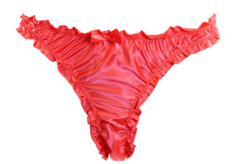 女红色的花边内裤