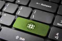 绿色键盘关键地球生态背景