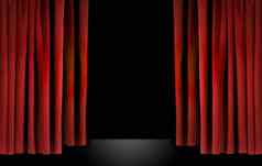 优雅的剧院阶段红色的天鹅绒窗帘