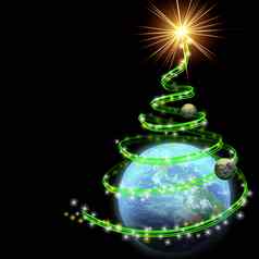 地球摘要圣诞节树螺旋