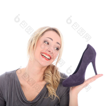 金发女郎女人紫色的鞋金发女郎女人紫色的鞋