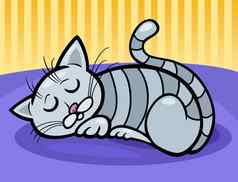 睡觉猫卡通插图