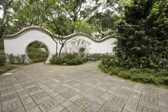 中国人风格轮门口九龙围墙城市公园在香港香港