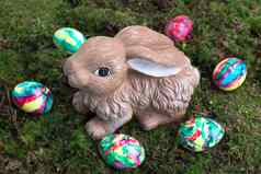 复活节装饰画鸡蛋兔子莫斯