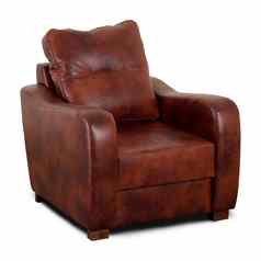 棕色（的）皮革扶手椅