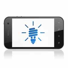 业务概念能源储蓄灯智能手机