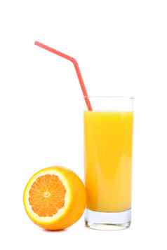 橙色汁孤立的白色