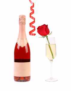 瓶香槟玻璃玫瑰