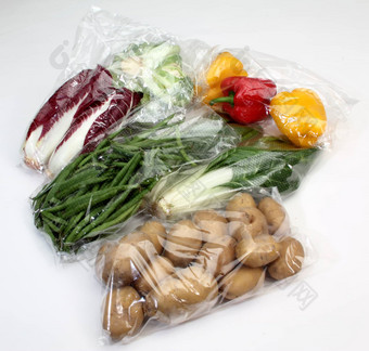蔬菜守恒的玻璃纸袋