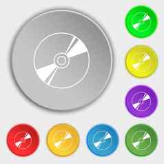 Dvd紧凑的磁盘蓝色的雷图标标志象征平按钮