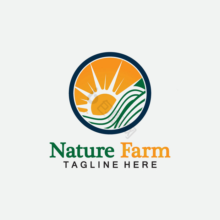 自然农场农业向量标志插图太阳农场孤立的插