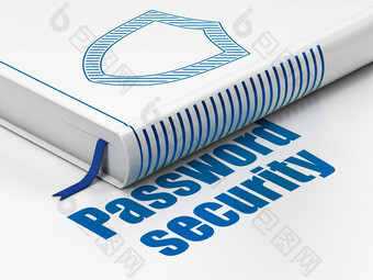 安全概念书波状外形的盾密码安全白色背景