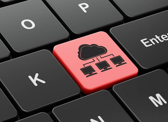 云计算概念云网络电脑键盘背景