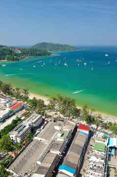 芭东海滩热带海滩空中视图普吉岛泰国