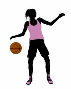 女篮球球员插图轮廓