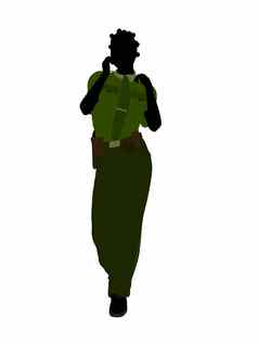 非洲美国女治安官艺术插图轮廓