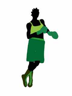 非洲美国女拳击手插图轮廓