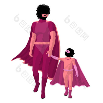 非洲美国超级英雄妈妈插图轮廓