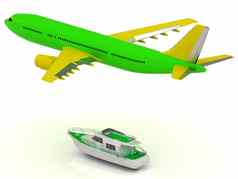 绿色乘客客机绿色船