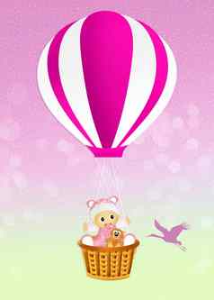 婴儿女孩热空气气球