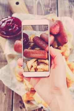 智能手机照片炸土豆烤