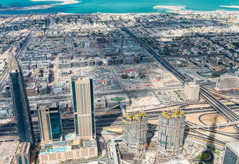 全景空中视图迪拜城市景观阿联酋