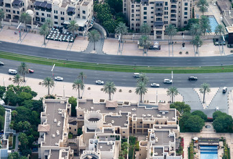 全景空中视图迪拜城市景观阿联酋