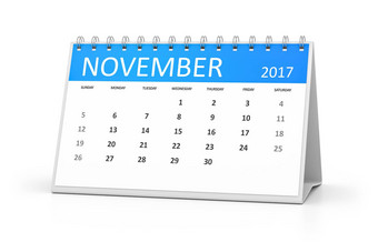 蓝色的表格日历11月