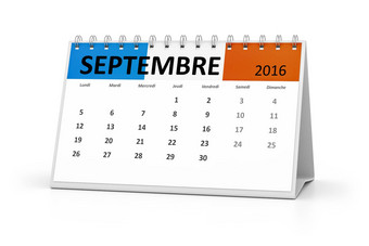 法国语言表格日历9月