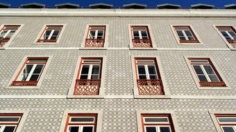 细节建筑葡萄牙语瓷砖红色的一点点